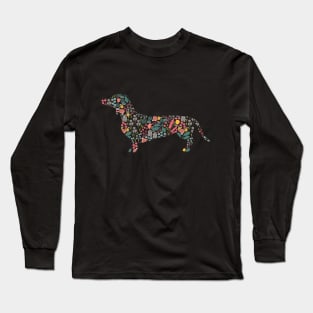 Dachshund Floral Watercolor Art Long Sleeve T-Shirt